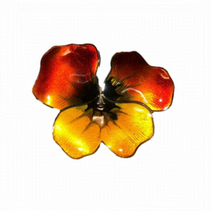 VTG David Anderson Norway Sterling Silver Red & Orange Pansy Brooch 1.7” x 1.5”